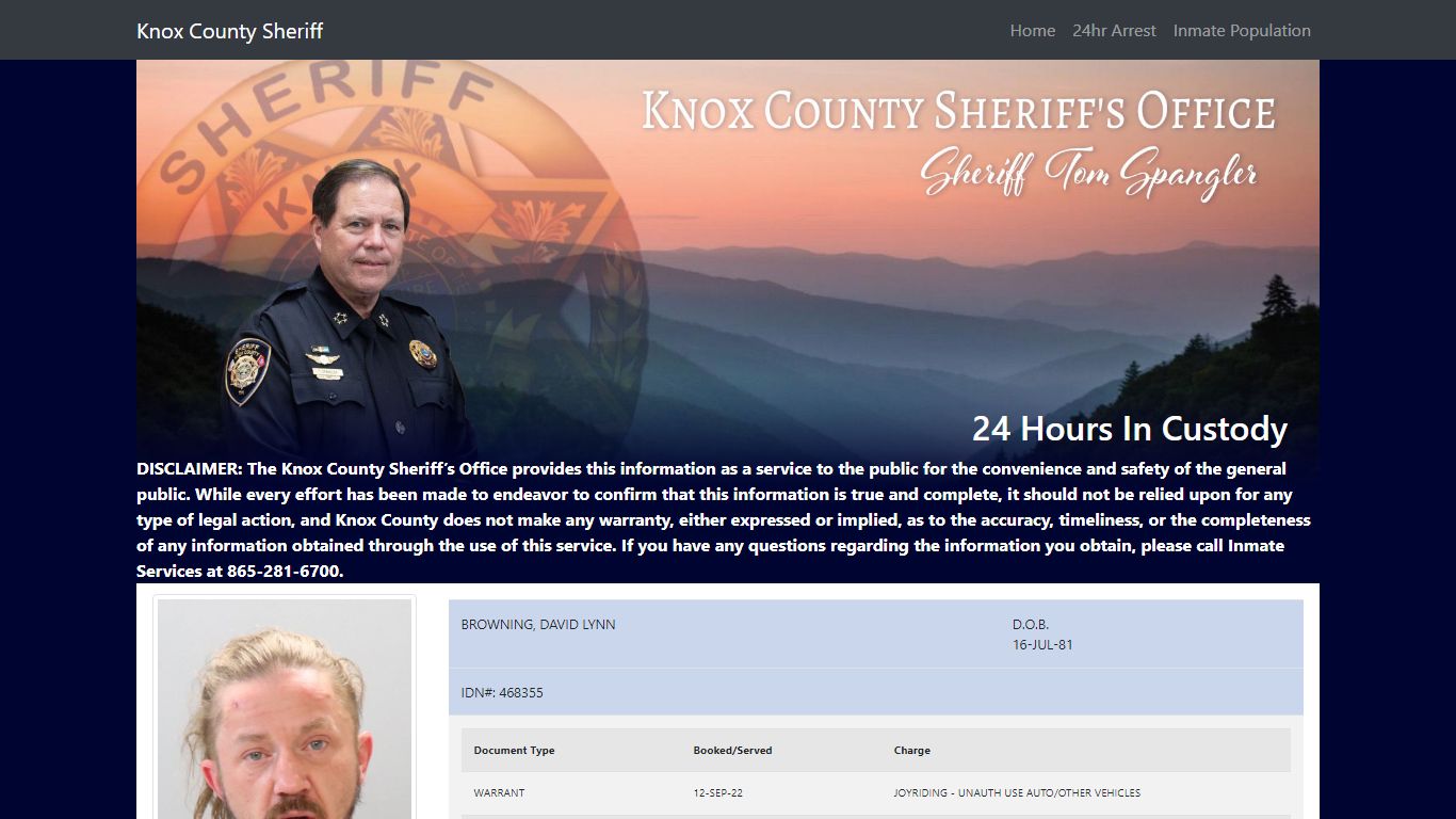 Knox County Tennessee - Sheriff - 24 Hour Arrests